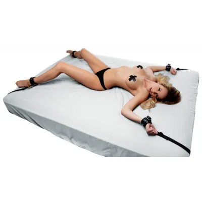 Deluxe Bed Restraint Kit Black Leather