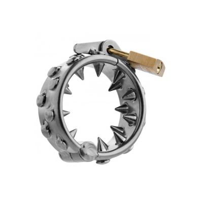 Impaler Locking Cbt Ring With Spikes Silver