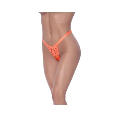 Women s Lingerie Magic Silk Rude Awakening Split Crotch Thong Neon Orange L xl