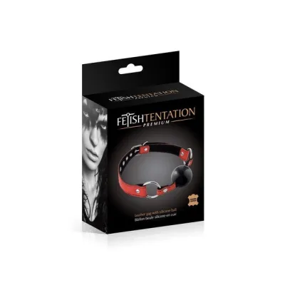 Fetish Tentation Premium Leather Gag with Silicone Ball