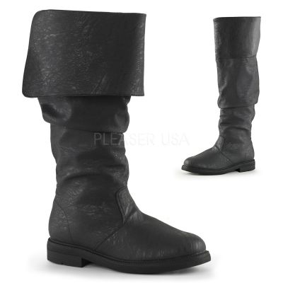 1 inches Flat Heel Cuffed Knee High Renaissance Boot Side Zip