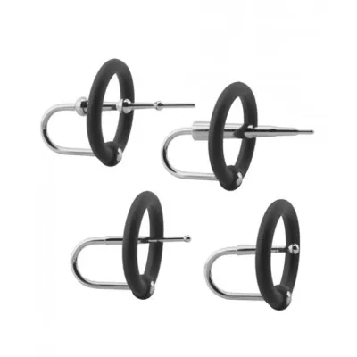 Kink Ring Plug Set Cock Accessory Silicone Stainless Black
