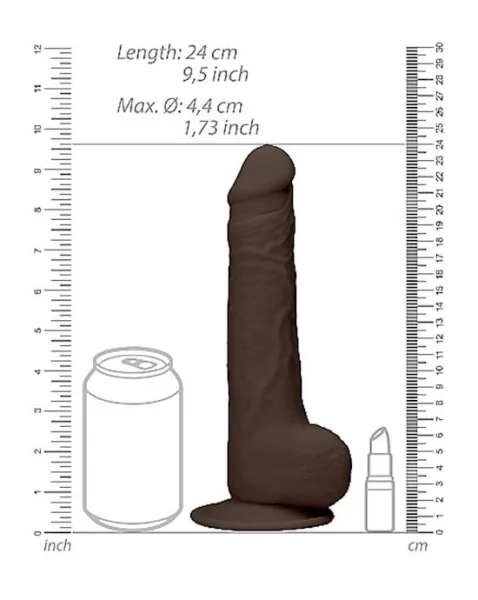 Silicone Dildo With Balls - Brown - 9.4 Inch