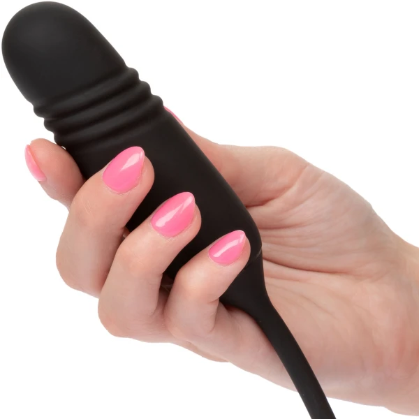 French Kiss Elite Romeo Thrusting Bullet Vibe & Flickering Tongue Clitoral Stimulator By CalExotics - Black