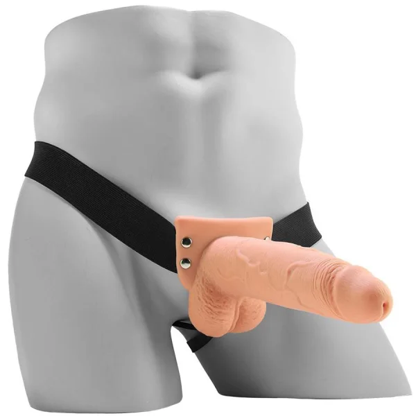 7.5" Squirting Hollow Strap-On With Balls