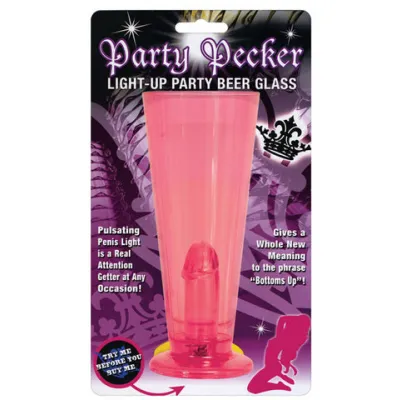 Party Pecker Light Up Party Beer Glass Red