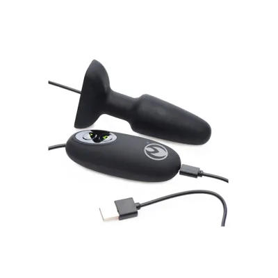 Popper Plug 7x Rechargeable Vibrating Silicone Anal Plug Black Small