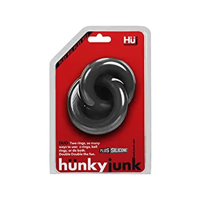 Hunkyjunk DUO Linked Cock Ball Rings by Hunkyjunk Tar Black