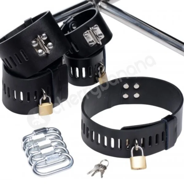 Master Series Imprisoned Metal Stockade With Dildo & Restraints