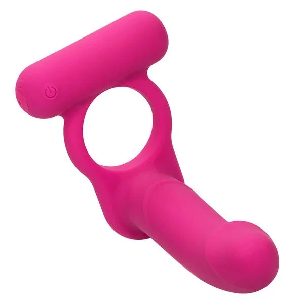 CalExotics Silicone Rechargeable Double Diver with Cock Ring, Vibrating Teaser and Anal Probe