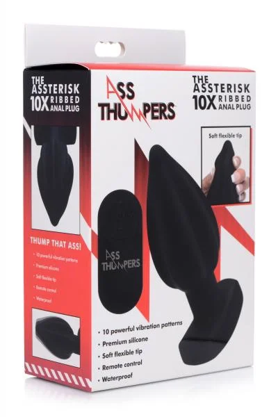 The Assterisk 10x Ribbed Silicone Remote Control Vibrating Butt Plug — image 7 of 8