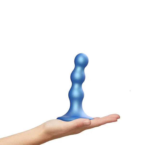 Strap-on-Me Hybrid Collection Ballsy Silicone Suction Cup Dildo - S Metallic Blue