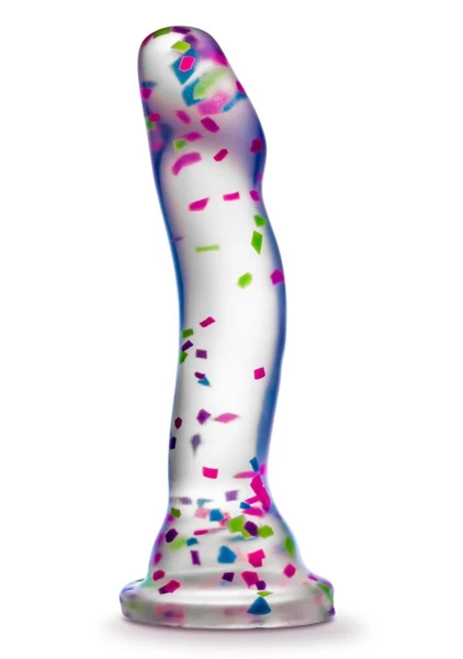 Neo Elite Hanky Panky Glow In The Dark 7.75" Silicone Suction Cup Dildo by Blush - Confetti