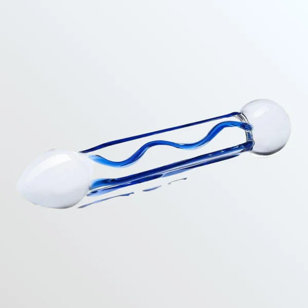 Gläs Full Tip Textured Glass Dildo - Clear & Blue — image 21 of 23
