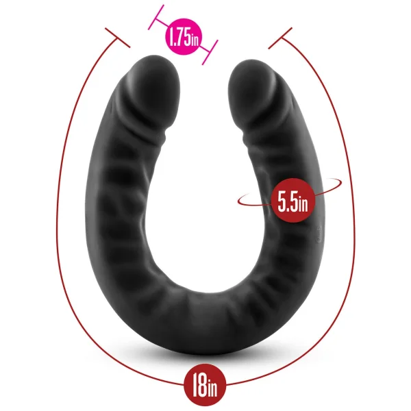 18" Slim Double Sided Dildo in Black