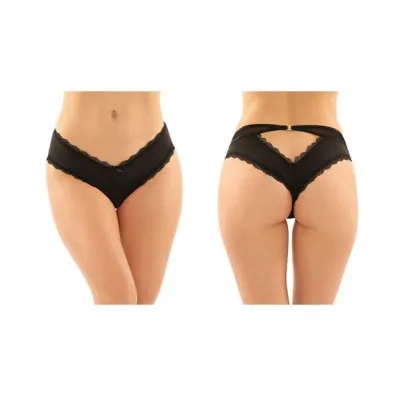 Dahlia Cheeky Hipster Panty With Lace Trim And Keyhole Cutout 6 pack L xl Black