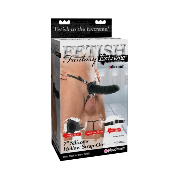 Fetish Fantasy Extreme 7in Silicone Hollow Strap-on Black
