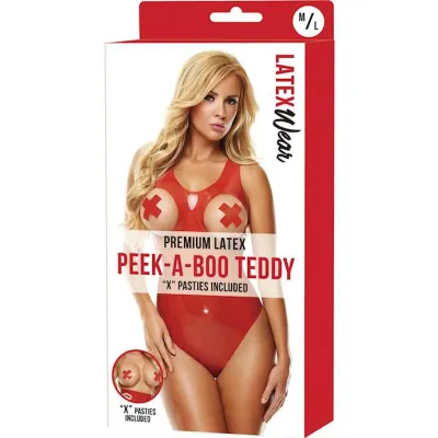 Premium Latex Teddy With Open Breasts S m Red S m