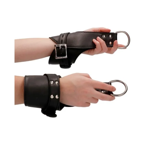 Ouch! Pain - Calf Leather Suspension Wrist Bondage Handcuffs