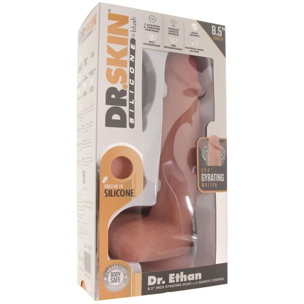 Dr. Skin Dr. Ethan Gyrating, Vibrating 8.5" Silicone Suction Cup Dildo With Balls & Remote By Blush