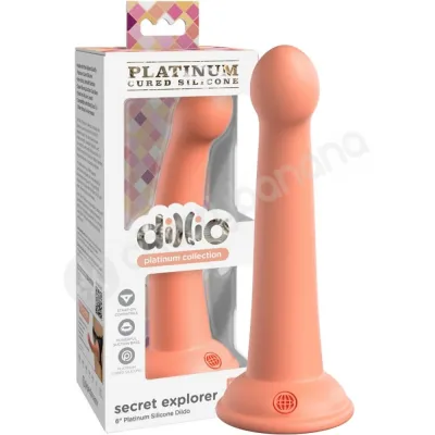 Dillio Platinum Secret Explorer 6 Peach Silicone Dildo With Suction Cup Body Dock Compatible Base