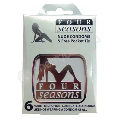 Four Seasons Nude Regular Condoms With White Tin 6 Pack
