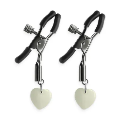 Bound Nipple Clamps 3 Gunmetal with Tassels Silver Beads