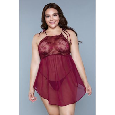 Alana Chemise Plus Size Burgundy 1XL