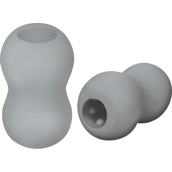 ZOLO Squeezable Mini Double Bubble Stroker Penis Masturbator - Grey — image 3 of 4