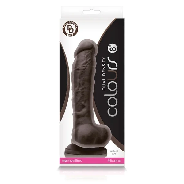 Colours Dual Density 8 Inch Silicone Suction Cup Dildo - Chocolate — image 21 of 22