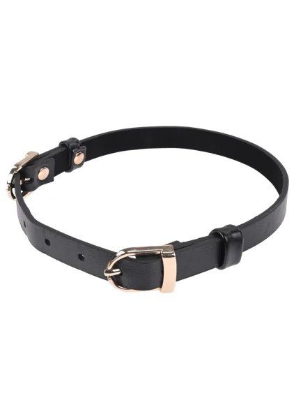 Sex & Mischief Double Buckle Day Collar By Sportsheets - Black & Gold