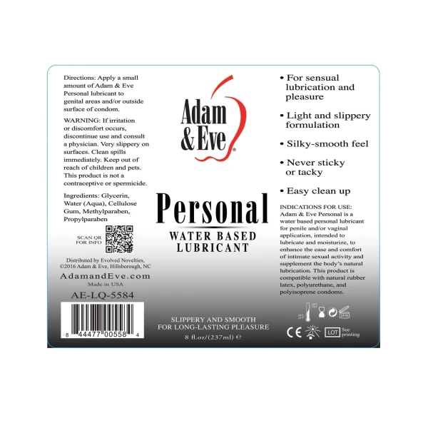 Adam & Eve Personal Water Based Lube 8oz