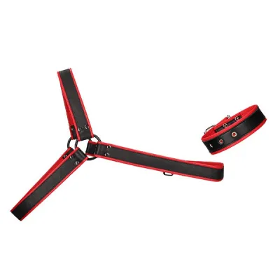 Ouch Bonded Leather Gladiator Harness with Armband