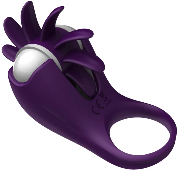 Rechargeable Silicone Cock Ring With Spinning Clit Stimulator
