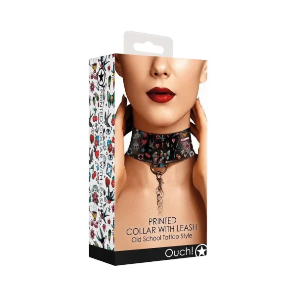 Ouch! Old School Tattoo Printed Collar And Leash