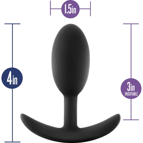 Luxe Wearable Silicone Vibra Slim Butt Plug by Blush - Medium, Black — image 12 of 14