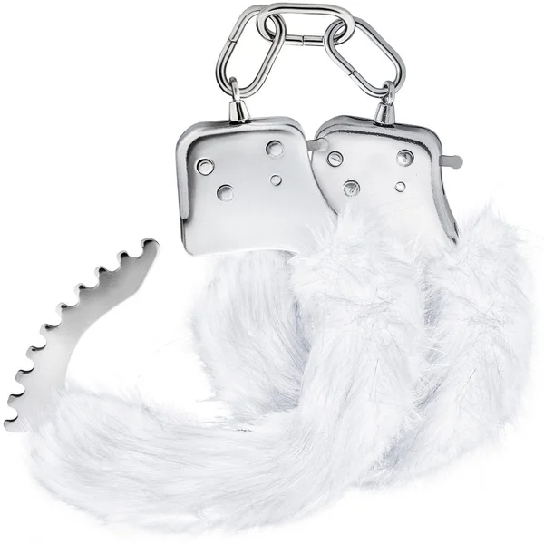 Temptasia Cuffs By Blush Novelties - White Plush Furry Handcuffs — image 8 of 10