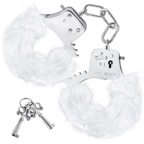 Temptasia Cuffs By Blush Novelties - White Plush Furry Handcuffs — image 6 of 10