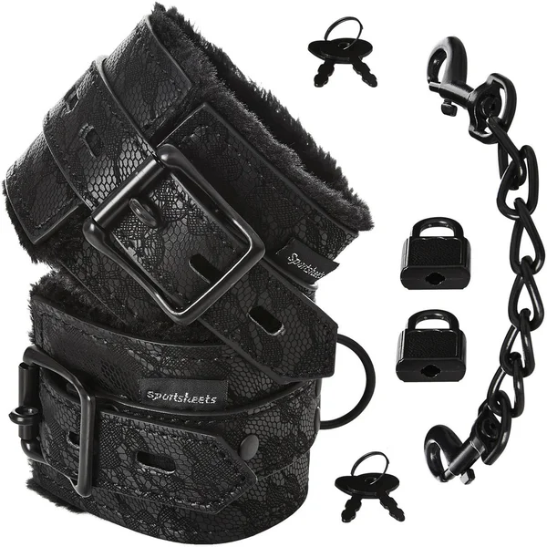 Sincerely Lace Fur Lined Hand Cuffs by Sportsheets — image 12 of 12