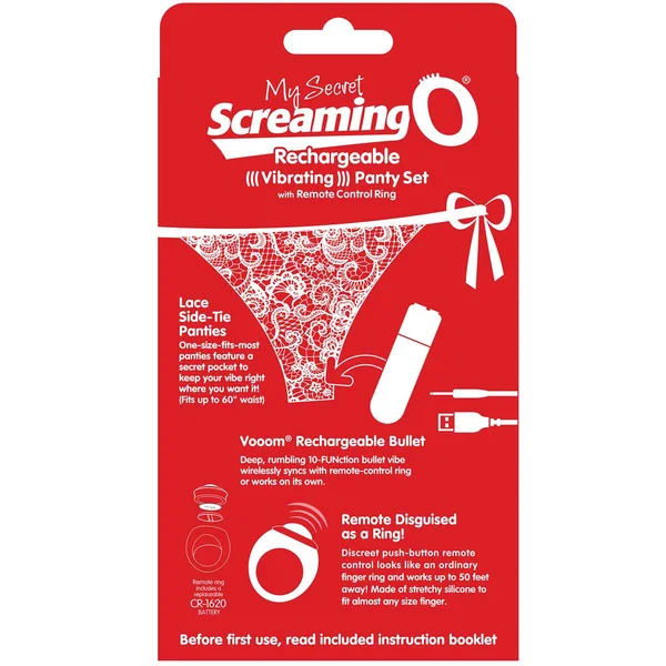 Charged My Secret Rechargeable 10 Function Remote Control Panty Vibe By Screaming O - Red — image 25 of 25