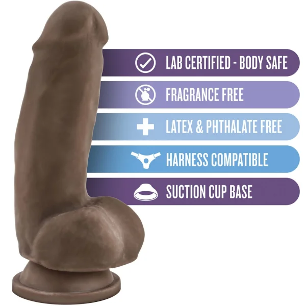 Au Naturel Fat Boy 7 Inch Sensa Feel Dual Density Dildo By Blush - Chocolate