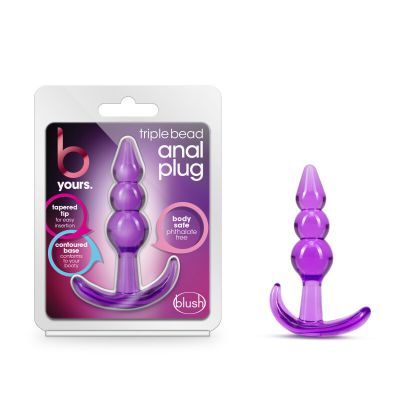 B Yours Triple Bead Anal Plug Purple 9 5 cm Butt Plug