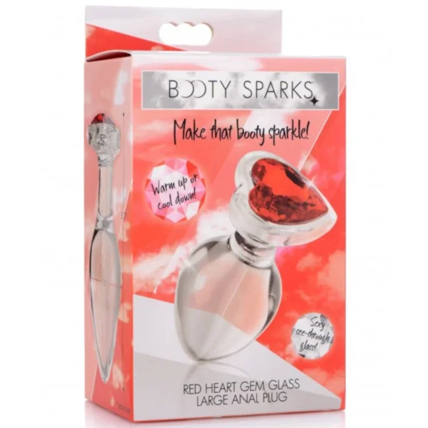 Booty Sparks Red Heart Gem Glass Anal Plug