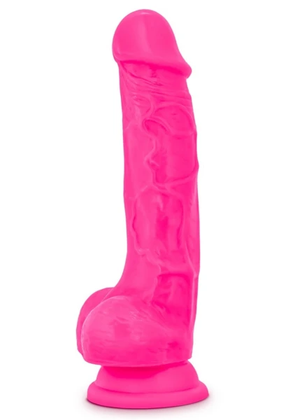 Neo - 7.5 Inch Dual Density Cock With Balls - Neon Pink