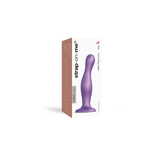 Strap-on-Me Hybrid Collection Curvy Silicone Suction Cup Dildo - L Metallic Purple