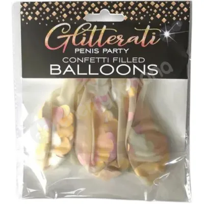 Glitterati Metallic Penis Confetti Filled Balloons 5 Pack