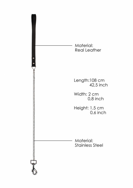Leather Handle Chain Lead - Black - Sexy bondage toys
