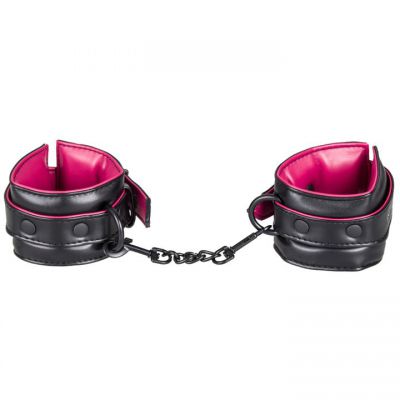 Bondara Pink and Black Faux Leather Wrist Cuffs