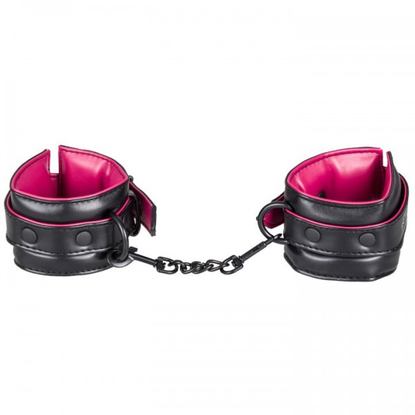 Bondara Pink and Black Faux Leather Wrist Cuffs