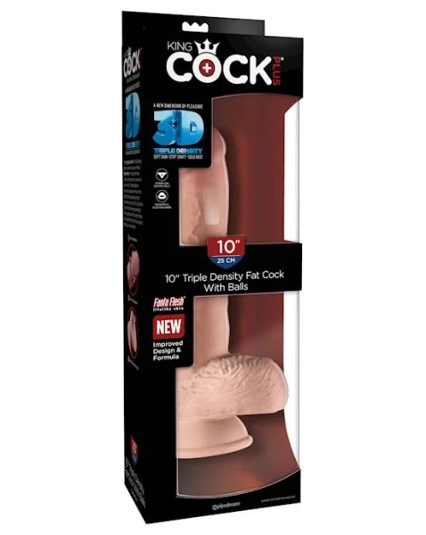 King Cock Plus 10 Inch Triple Density Fat Cock With Balls - 10 Inch